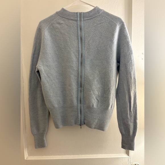 J.Crew 100% Merino Wool Back-Zipped Crewneck Sweater in Light Blue - Size Large - Picture 7 of 12